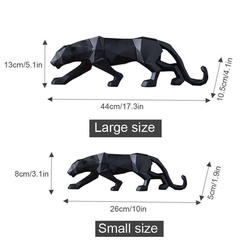 Large Geometric Panther Statue – Abstract Resin Leopard for Home Office Decor