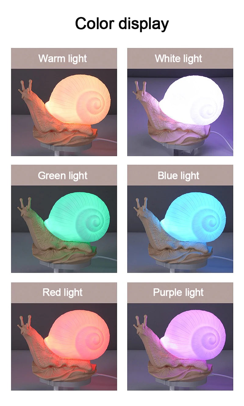 Cute Snail Night Light – Color Changing Bedside Lamp for Kids Room Decor