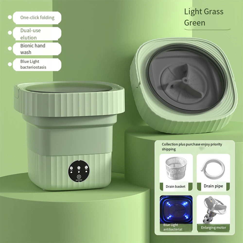 Portable Folding Washing Machine – Ultrasonic Mini Washer for Travel and Home