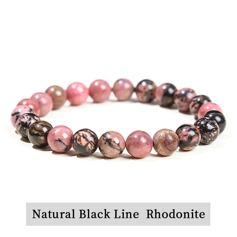 Natural Stone Bead Bracelet – Healing Crystal Gemstone Jewelry for Men and Women