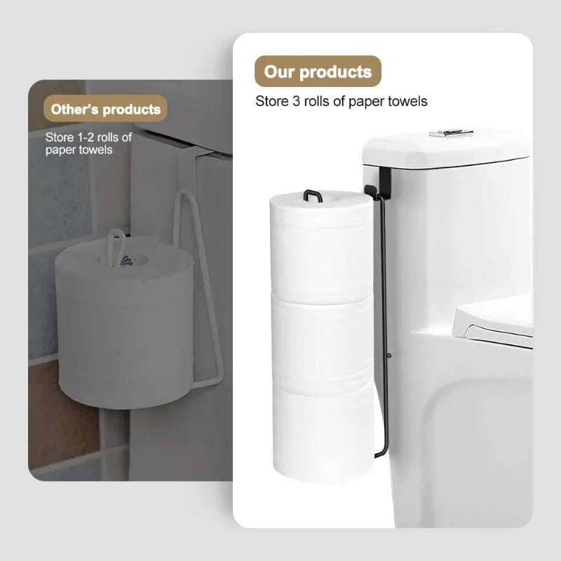 Adhesive Toilet Paper Holder – Wall Mount Bathroom Organizer for Kitchen Storage