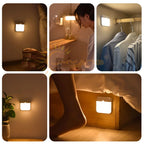 Motion Sensor LED Square Lamp – USB Rechargeable Light for Bedroom and Kitchen