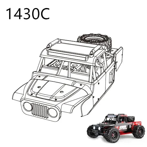 RC Car Spare Parts – Differential Shock and Tire Set for 1/14 Scale Models