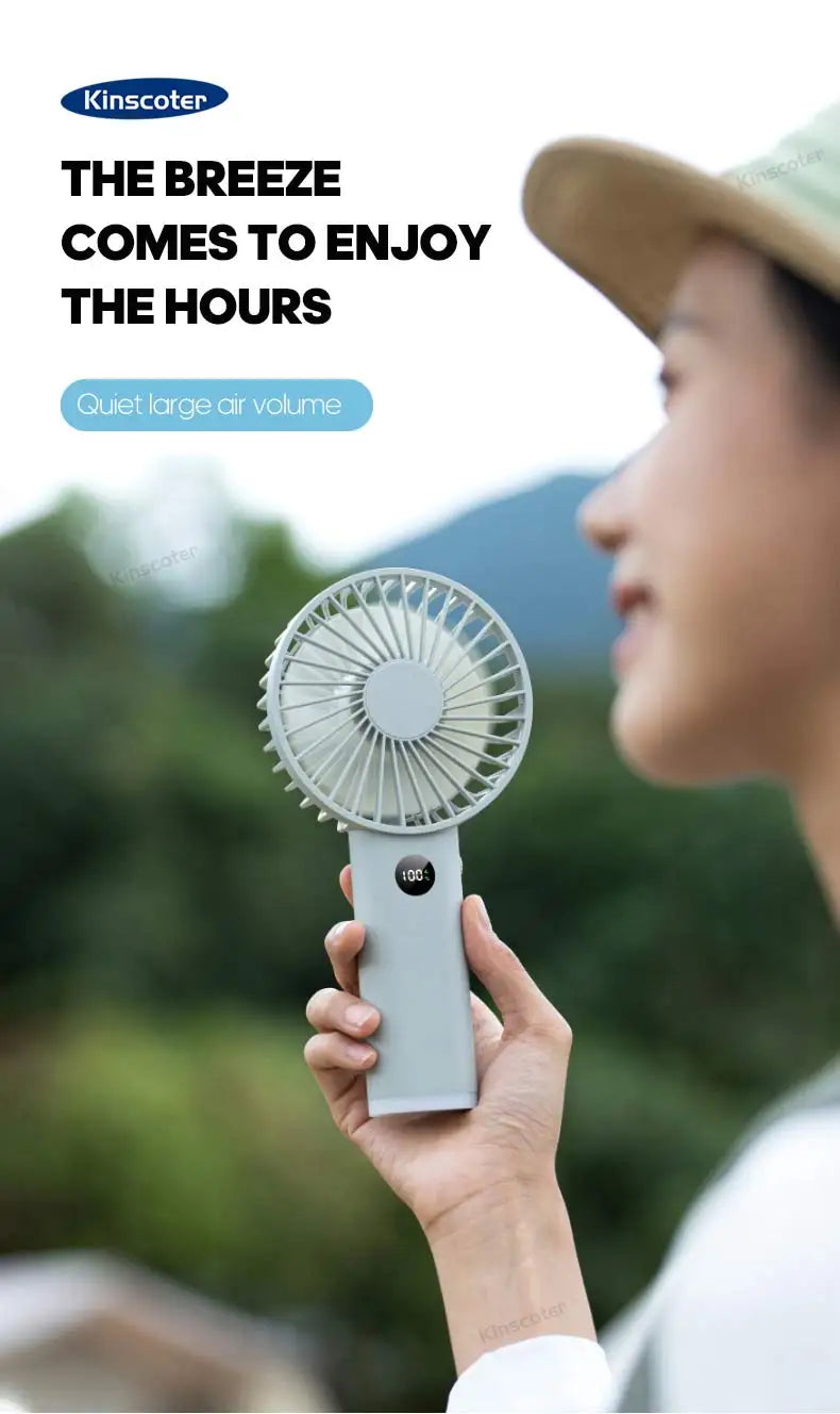 Portable Handheld USB Fan – Rechargeable Stepless Speed Desktop Cooling Fan