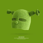 Knitted Monster Balaclava – Green Devil Hat for Halloween Cosplay Costume