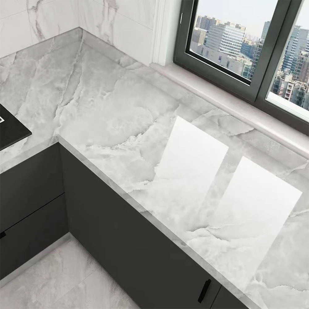 Self-Adhesive Marble Wallpaper – PVC Waterproof Film for Kitchen Renovation