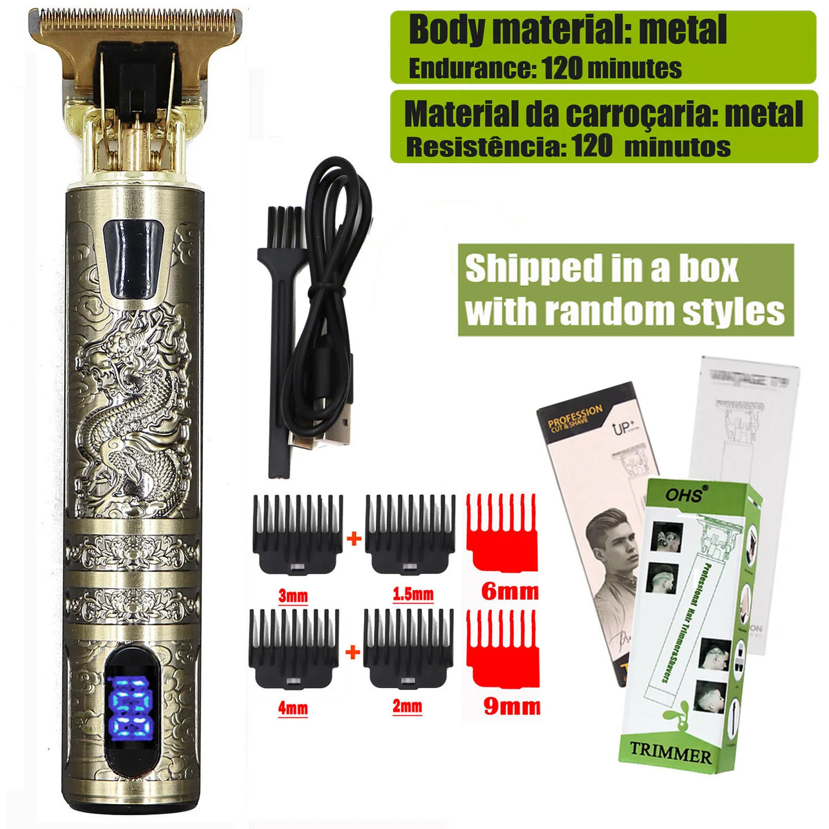 Cordless Electric Hair Trimmer – Professional Barber Shaver for Men