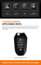 Zinc Alloy Leather Car Key Case – Protective Remote Cover for Citroen Models