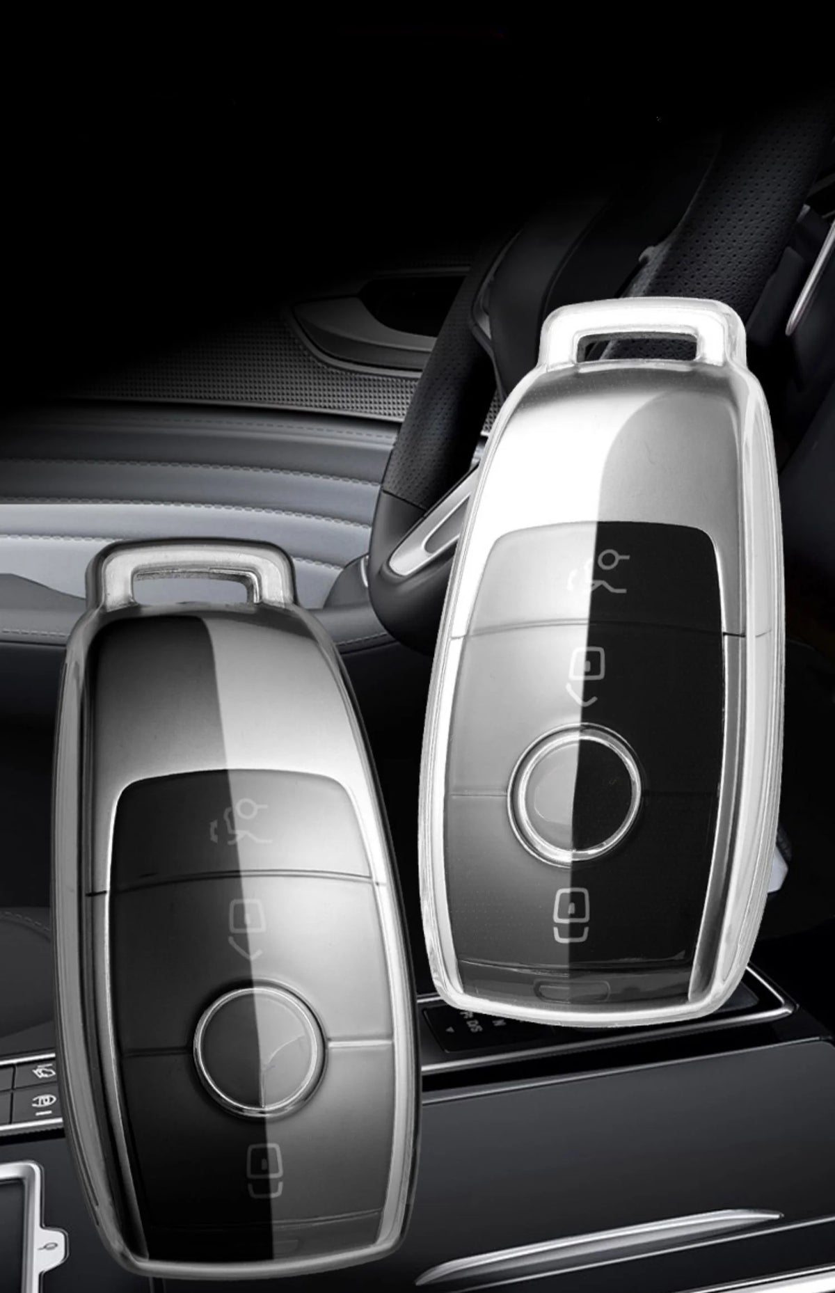 Transparent TPU Car Key Case – Protective Shell for Mercedes Benz Models
