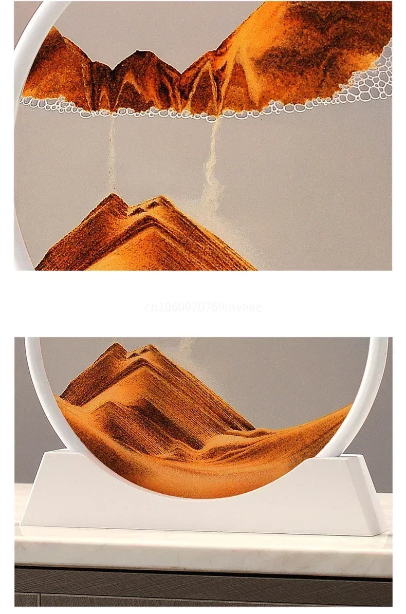 3D Moving Sand Art Frame – Dynamic Liquid Hourglass for Office Home Decor