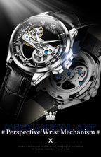Automatic Skeleton Mechanical Watch – Transparent Leather Strap for Business Men