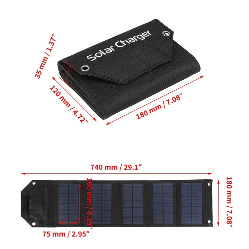 Foldable Solar Panel – 100W Portable USB Charger for Outdoor Camping