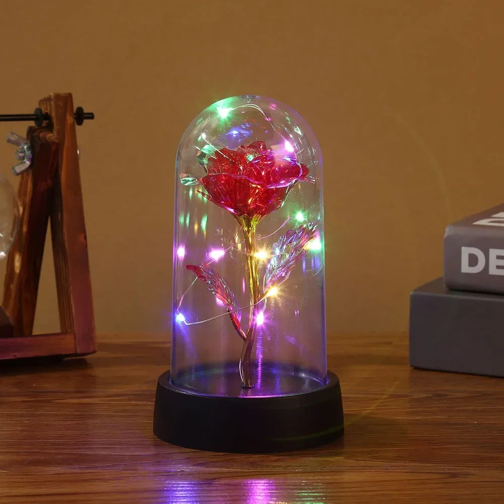 Eternal LED Foil Rose – Glass Dome Decor for Valentine Mother Day Gifts