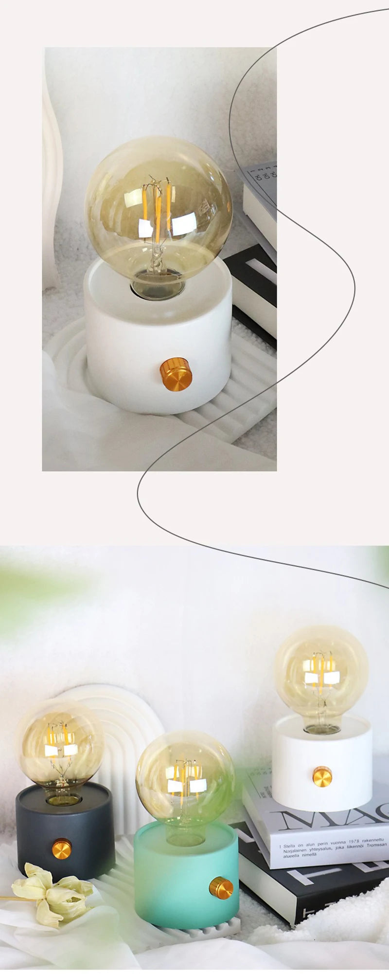 Retro LED Battery Powered Bulb Lamp – Portable Desktop Light for Bedroom Decor