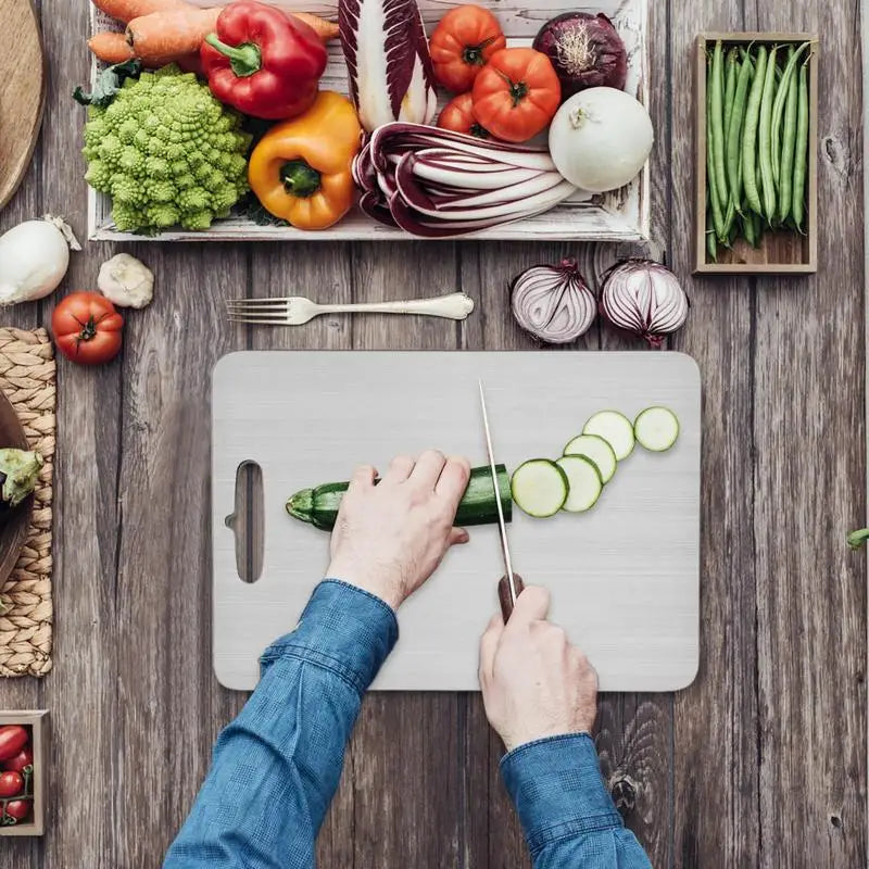 Titanium Cutting Board – Double Thick Metal Surface for Kitchen and Camping