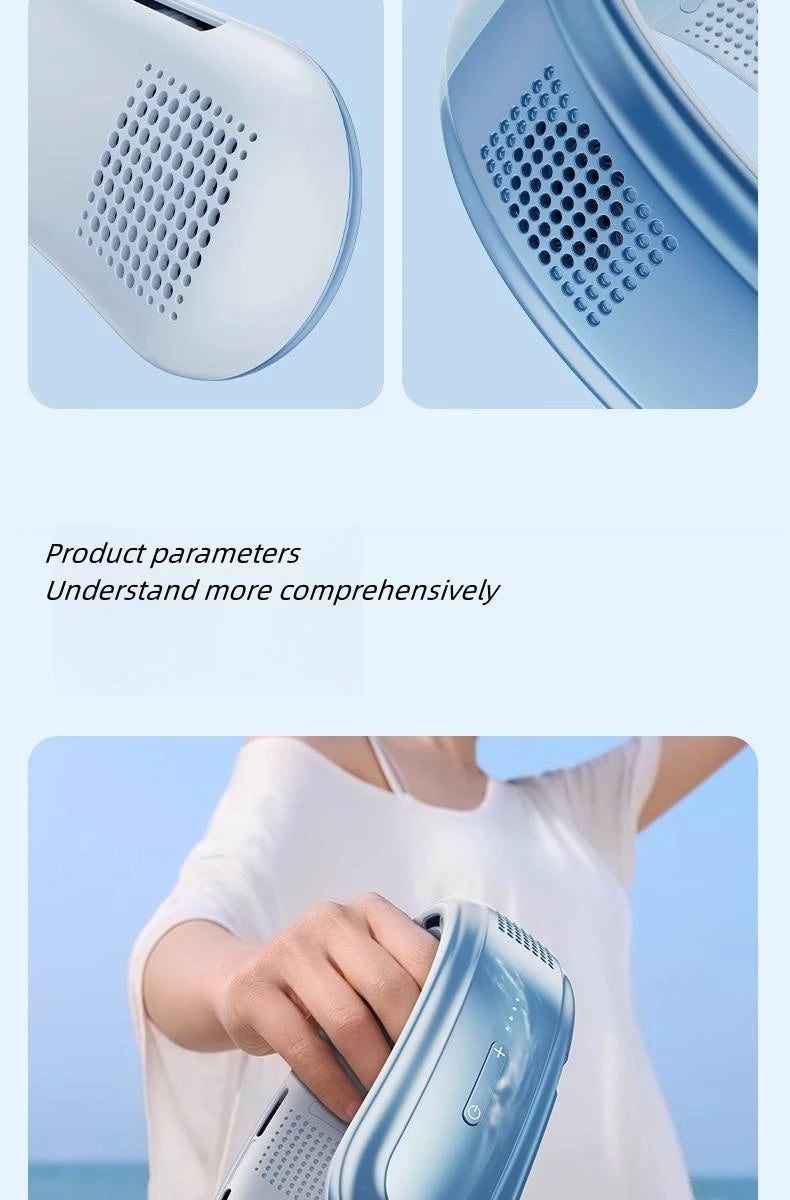 Portable Neck Fan – 10000mAh Rechargeable Silent Cooling for Outdoor Camping