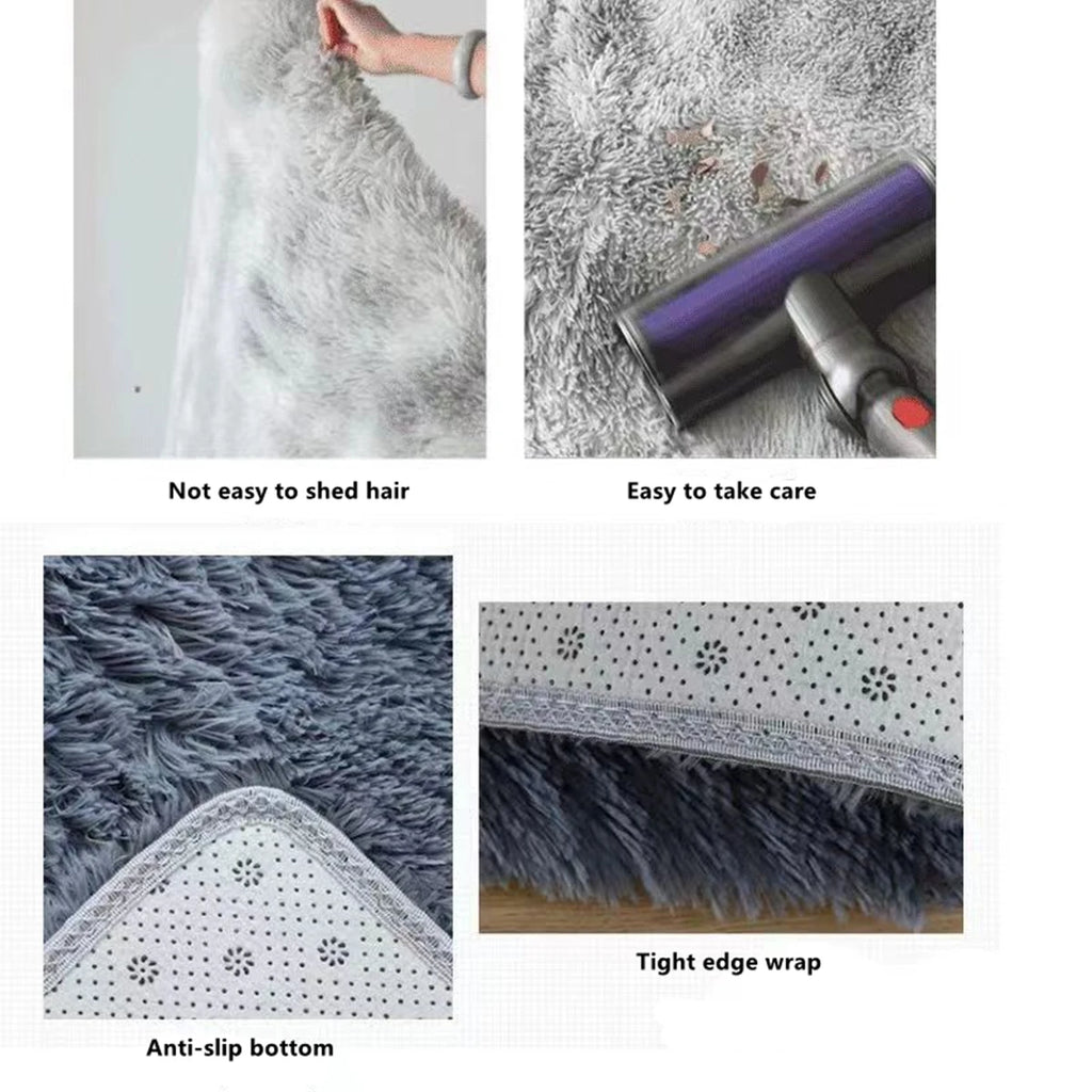 Tie-Dyed Shag Area Rug – Fluffy Non-Slip Carpet for Bedroom and Living Room
