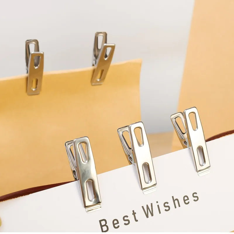 Stainless Steel Clothes Pegs – Windproof Metal Clamps for Laundry Drying