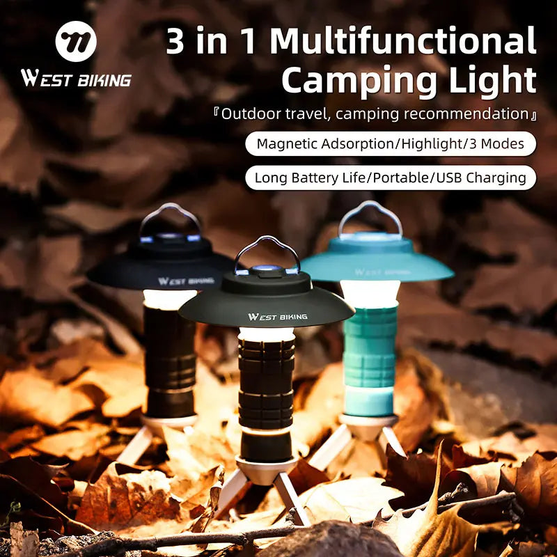 3-in-1 LED Camping Light – Multifunctional USB Rechargeable Tent Lantern