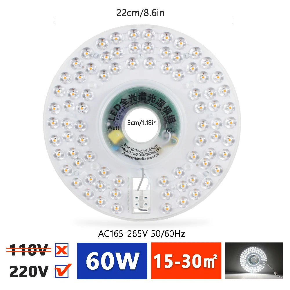 Round LED Ceiling Light Panel – Replacement Module for Home Lighting