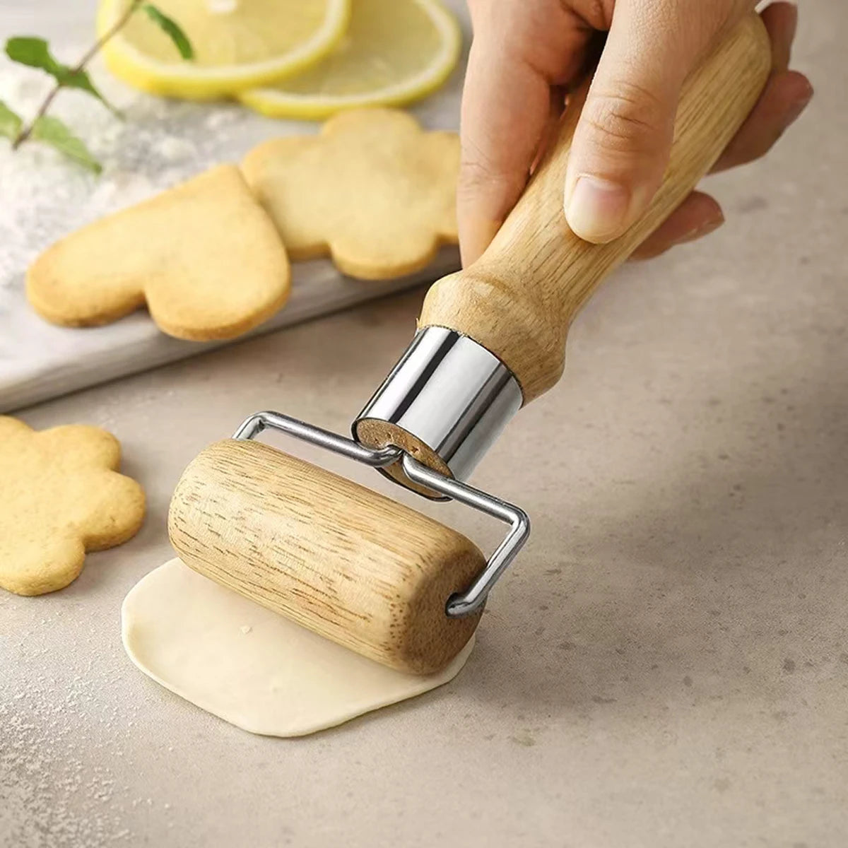 Wooden Pizza Dough Roller – Non-Stick Rolling Pin for Household Baking