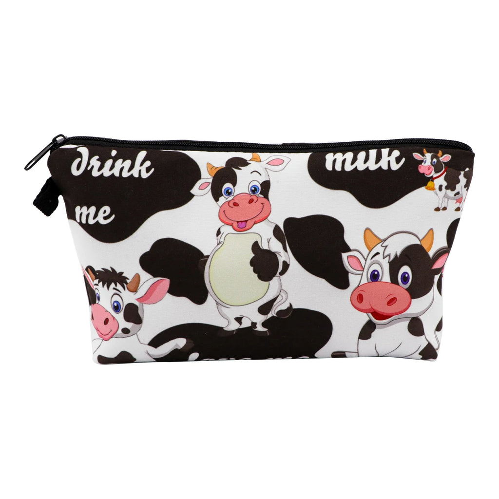Large Animal Makeup Bag – Flamingo Cat Print Organizer for Travel Cosmetics