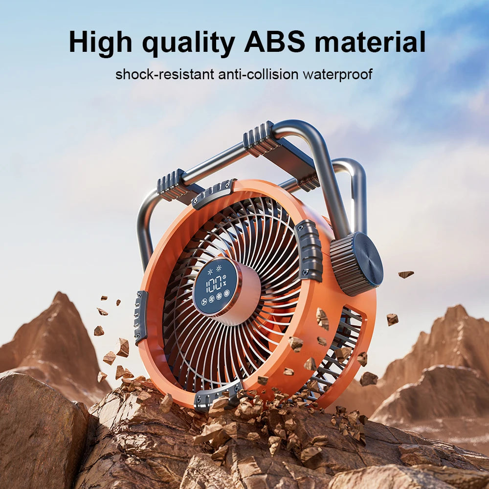 Portable Camping Fan – 20000mAh Rechargeable LED Tent Light for Outdoor Travel