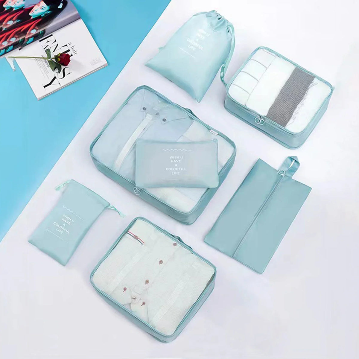 Mesh Travel Packing Cubes – Luggage Organizer Set for Suitcase Storage