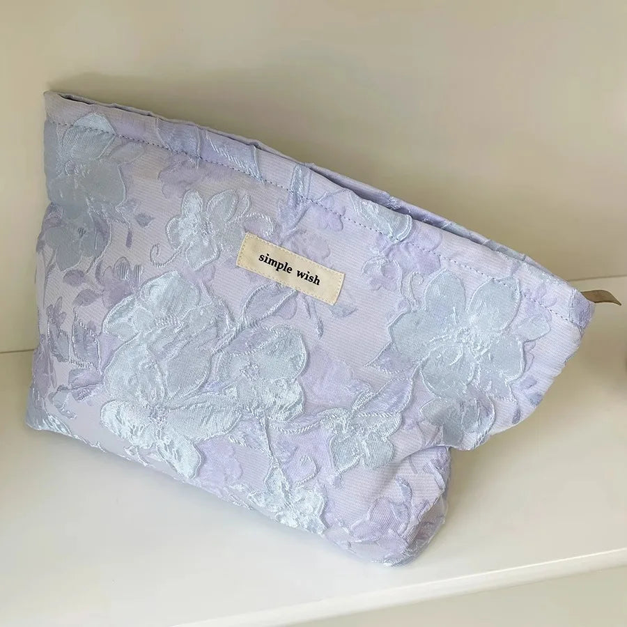 Floral Print Cosmetic Bag – Zippered Makeup Pouch for Travel Essentials