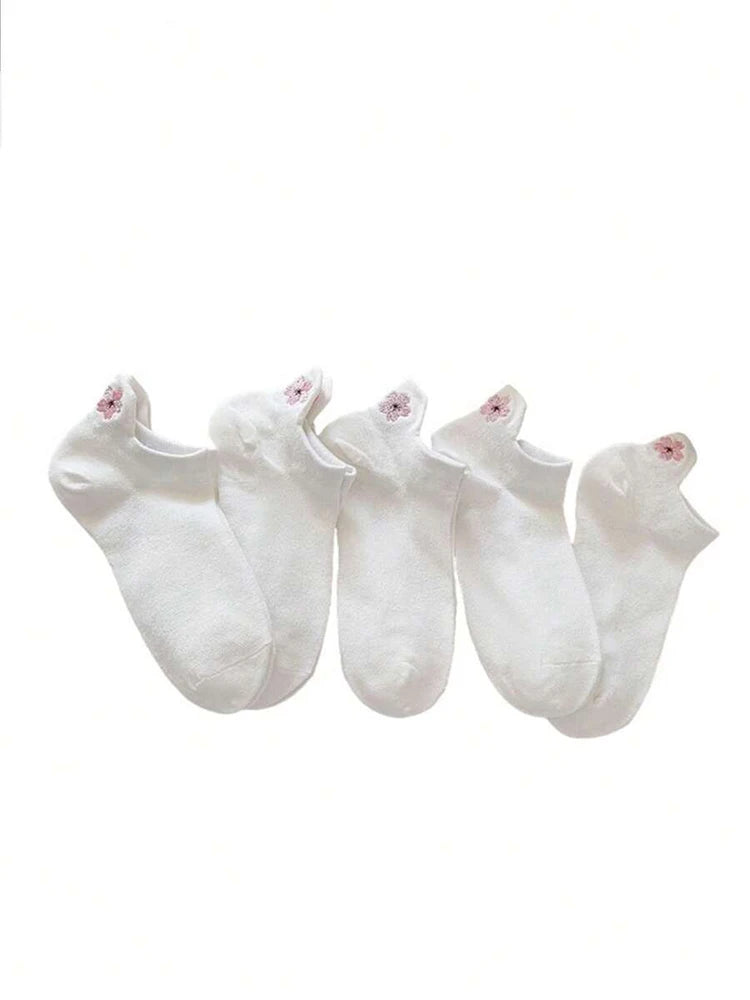 Cute Cartoon Flower Ankle Socks – Soft Breathable Cotton for Casual Wear
