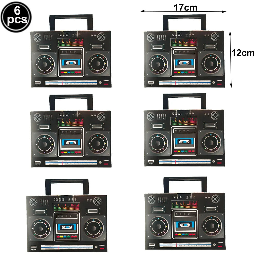 Retro Boom Box Candy Boxes – Paper Gift Containers for 80s 90s Hip Hop Parties