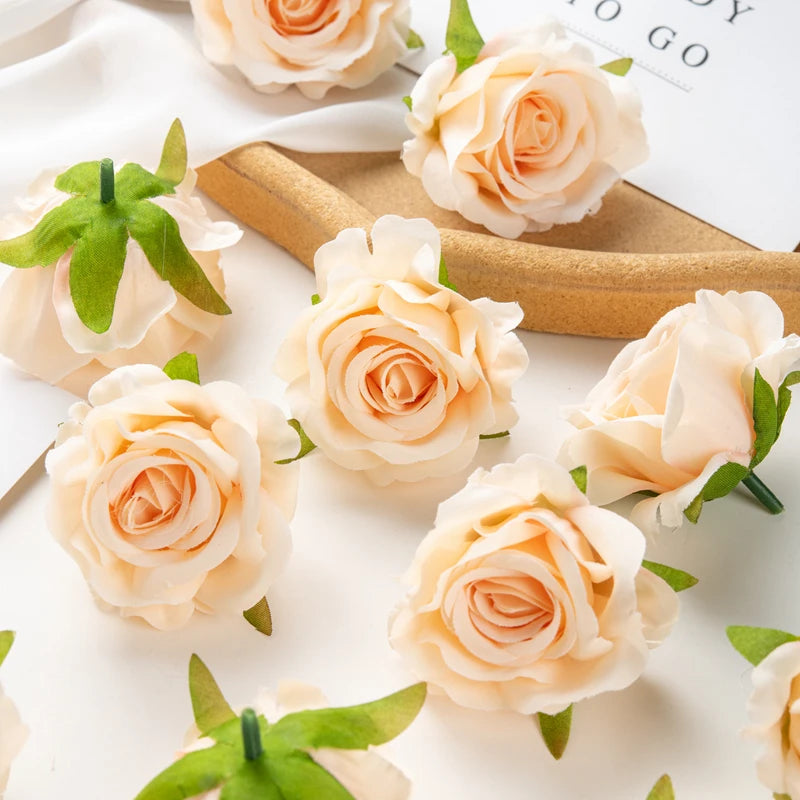 Artificial Silk Rose Heads – Decorative Flowers for Wedding Home Decor