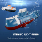 Mini RC Submarine – Waterproof Simulation Boat Toy for Kids Pool Play