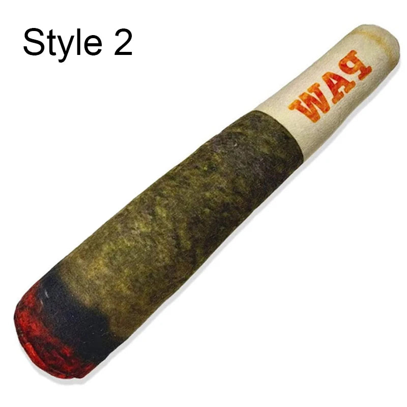 Interactive Cigar Squeaky Toy – Durable Plush for Small Puppy Teeth