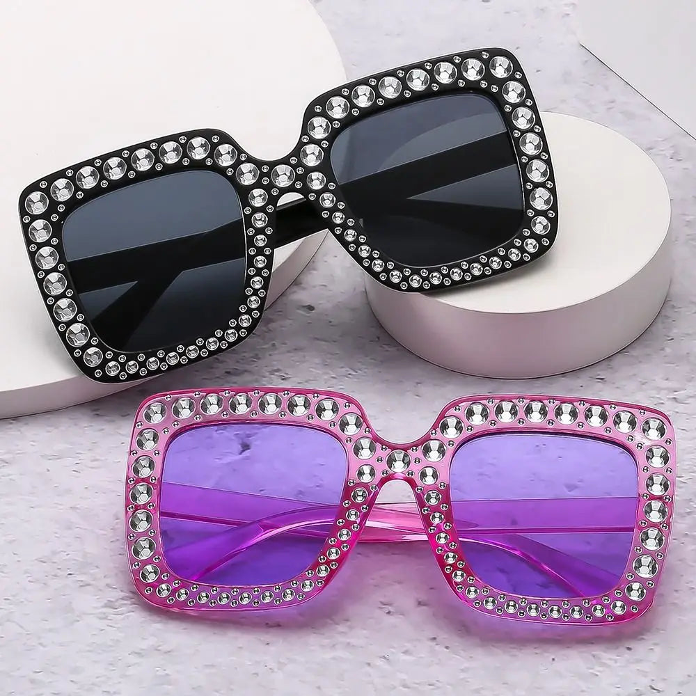 Rhinestone Square Sunglasses – UV400 Kids Eyewear for Outdoor Sun Protection