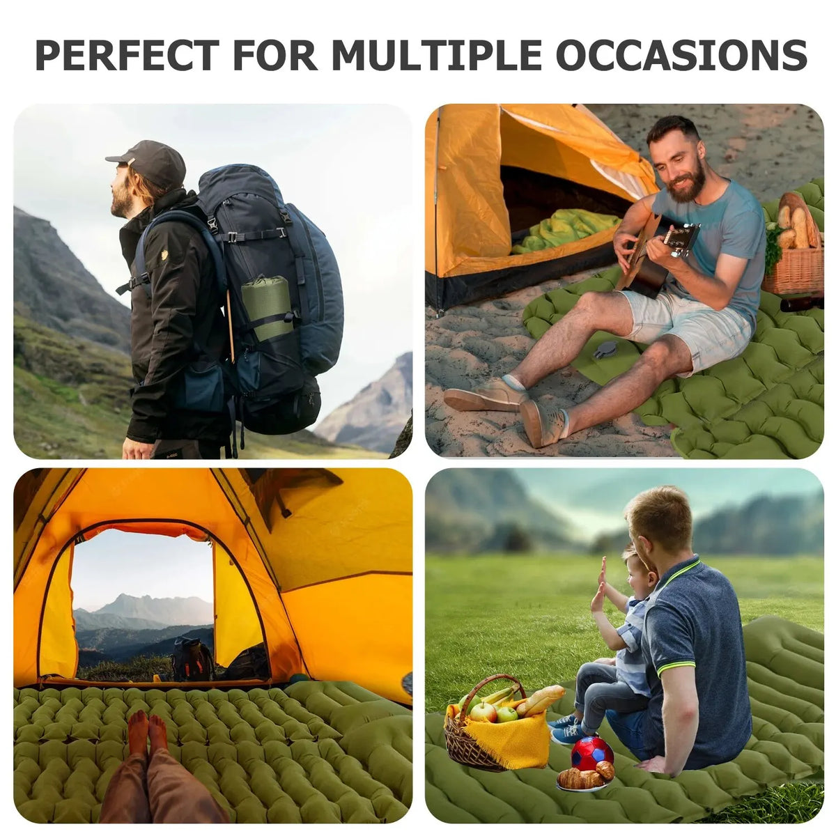 Inflatable Sleeping Pad – Built-in Pillow for Camping Hiking and Travel