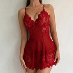 Lace Lingerie Set – Sheer Suspender Nightdress for Sexy Sleepwear