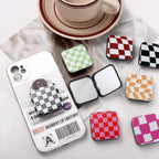 Plaid Checkerboard Folding Mirror – Portable Makeup Accessory for Travel