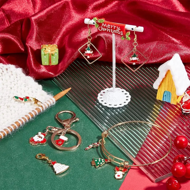 Christmas Enamel Stitch Markers – Alloy Crochet Charms for Knitting Projects