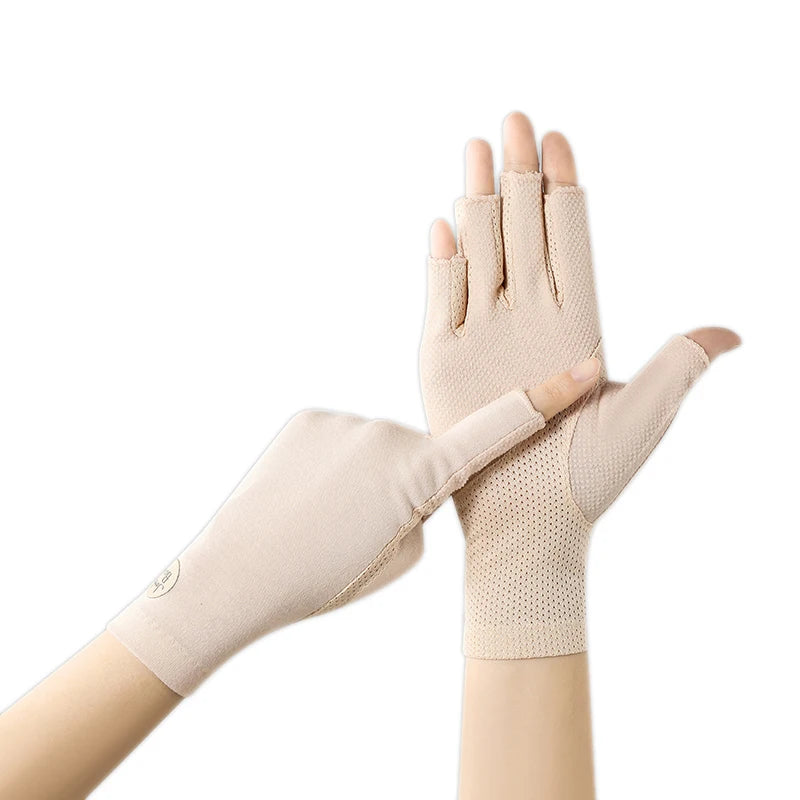 Cotton Fingerless Sunscreen Gloves – UV Protection for Driving and Outdoor