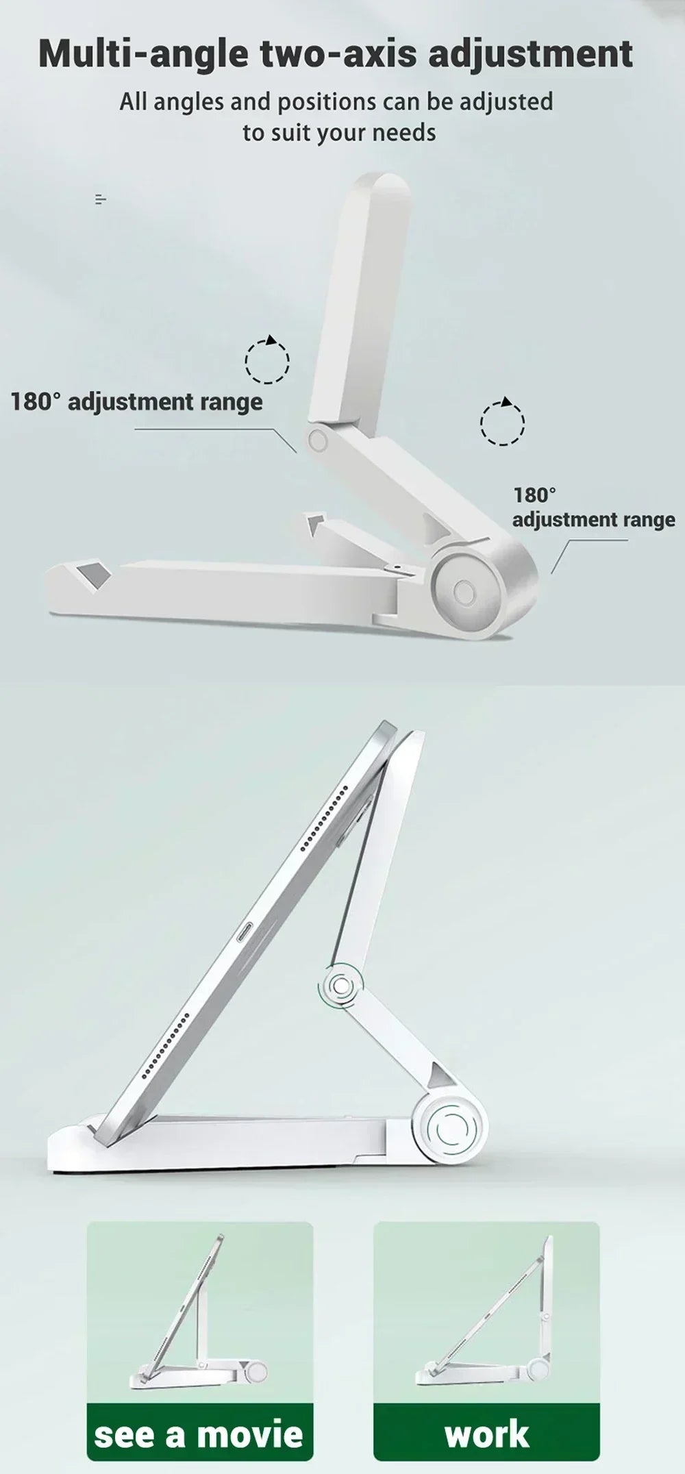 Foldable Tablet Stand – Adjustable Desktop Holder for iPad and Smartphones