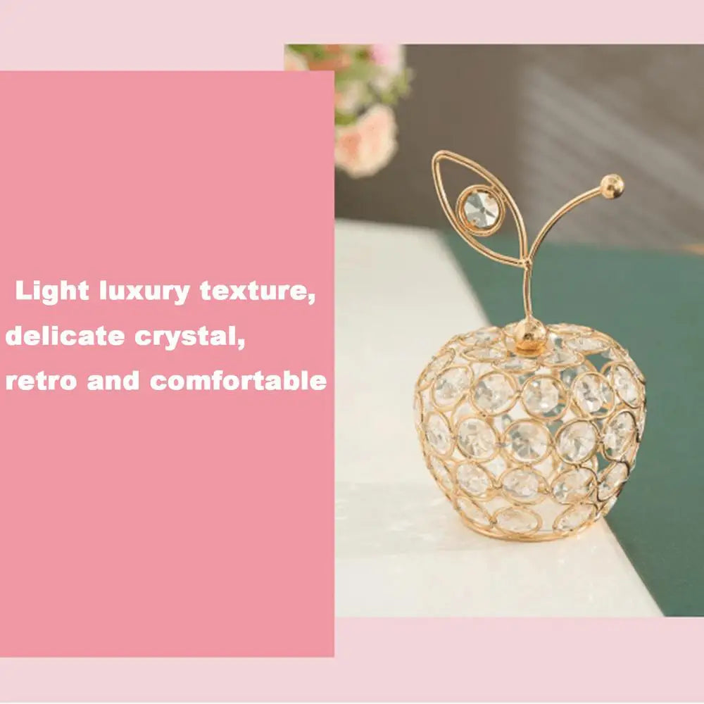 Crystal Rhinestone Apple Ornament – Sparkling Miniature Decor for Home