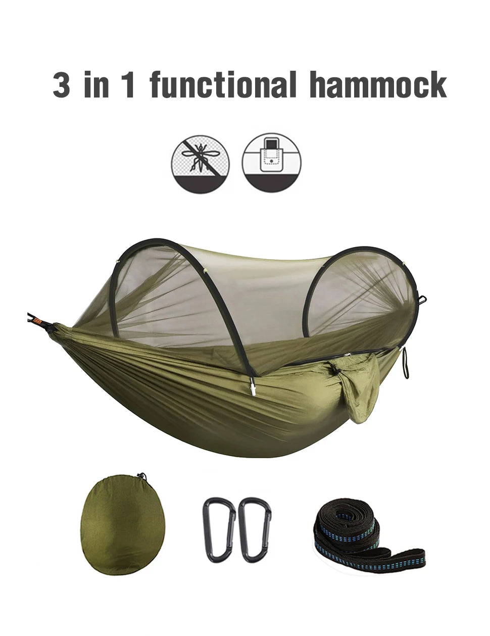 Camping Hammock – Quick Opening with Mosquito Net for Outdoor Sleeping