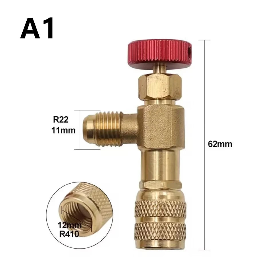 R410A to R22 Refrigeration Charging Adapter – Brass HVAC Hose Valve