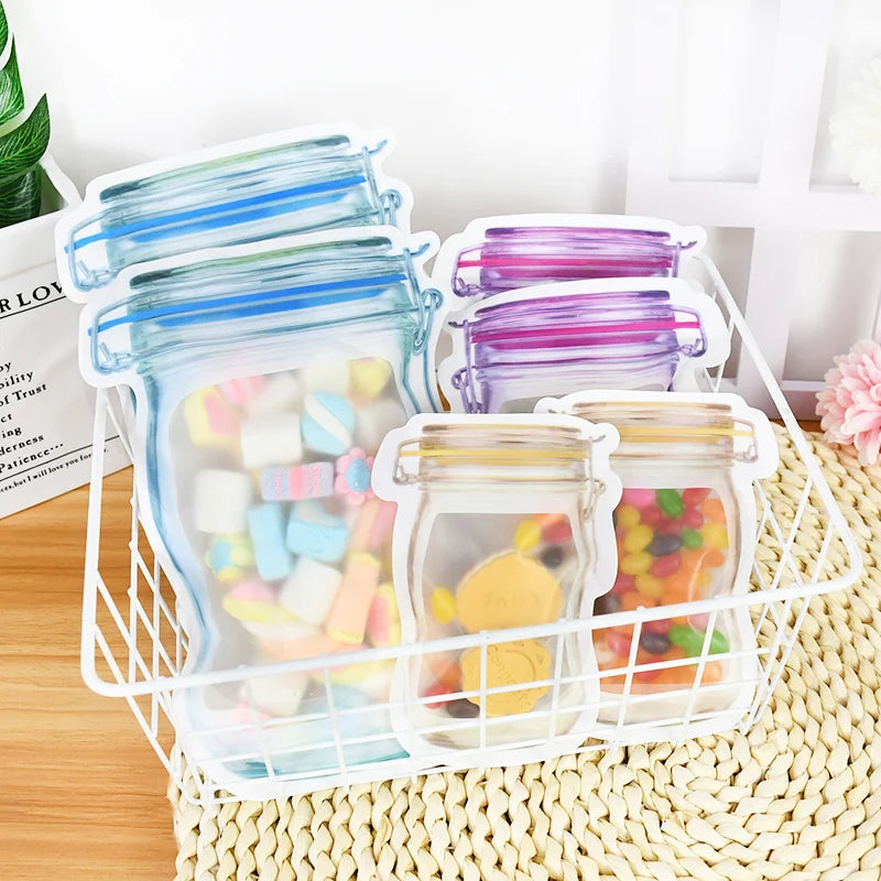 Reusable Mason Jar Zipper Bags – Leakproof Food Storage for Kitchen Snacks