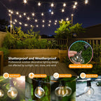 G40 Solar LED String Lights – Weatherproof Shatterproof Decor for Patio