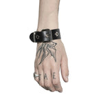 Wide Strap Leather Bracelet – Adjustable Punk Cuff for Gothic Cosplay