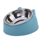 Stainless Steel Inclined Cat Bowl – Ergonomic Pet Food Feeder for Cats and Dogs