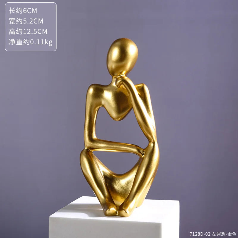 Abstract Thinker Statue – Sand Colored Yoga Figurine for Home Decor
