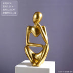 Abstract Thinker Statue – Sand Colored Yoga Figurine for Home Decor